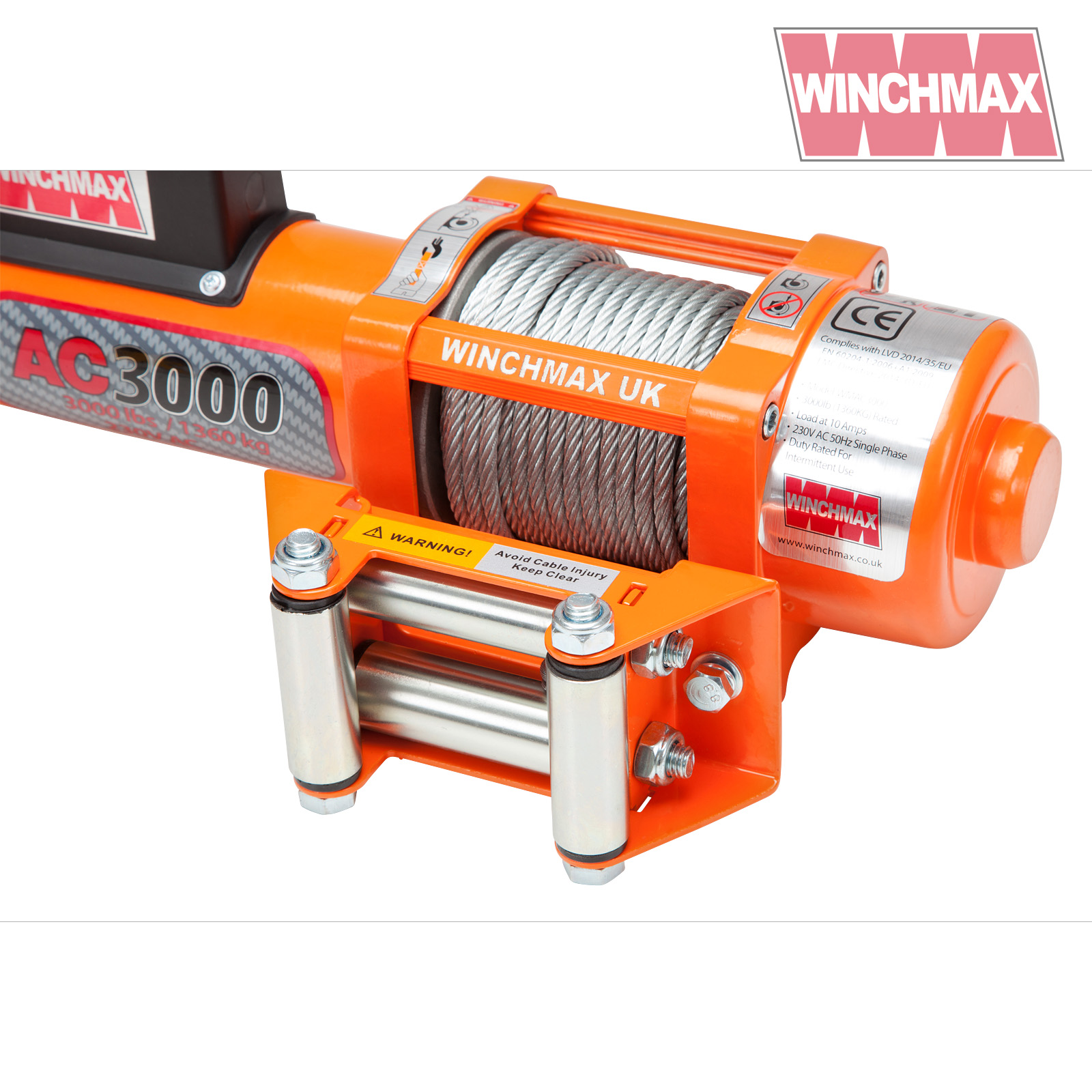 3,000lb Original Orange 240V 13A Single Phase Winch. Winchmax