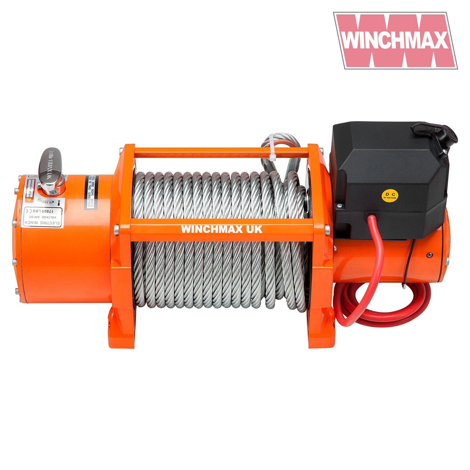 17,000lb (7,711kg) Original Orange 24v Electric Winch, Steel Rope, Twin