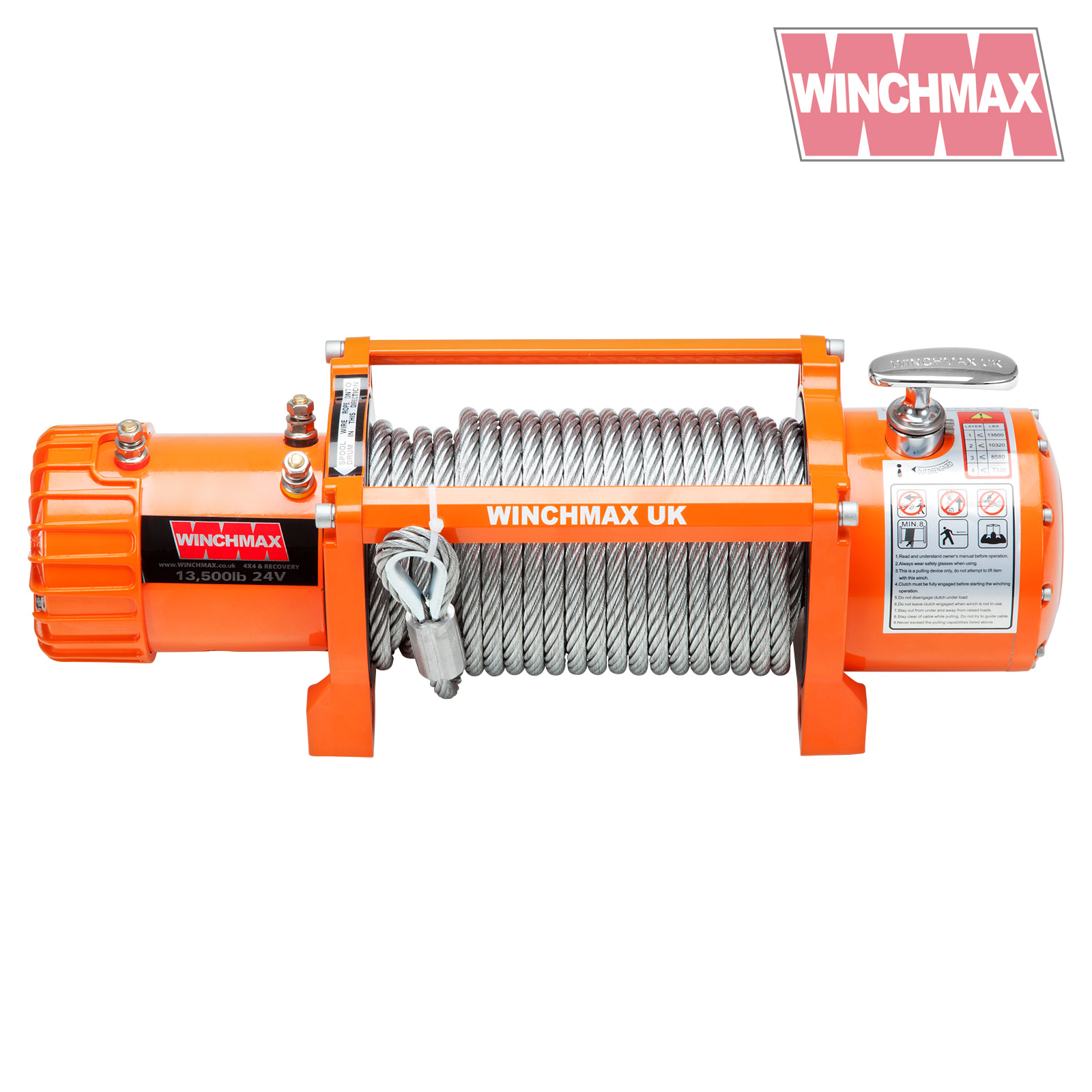 WINCHMAX Original Orange 24v Electric Winch 13,500lb. Wireless Remote