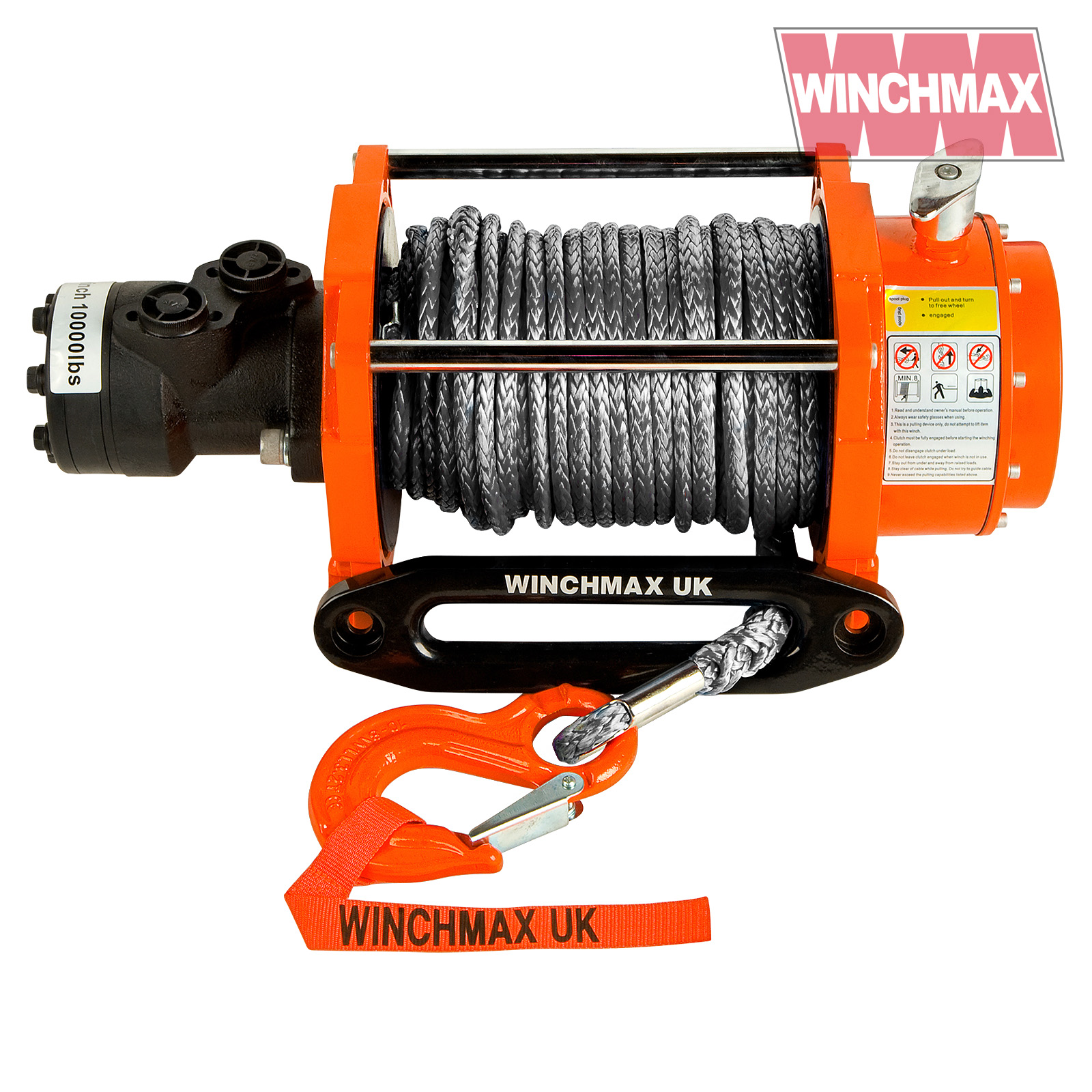 HYDRAULIC WINCH 20000 lb WINCHMAX ORIGINAL ORANGE WINCH WITH STEEL ROPE