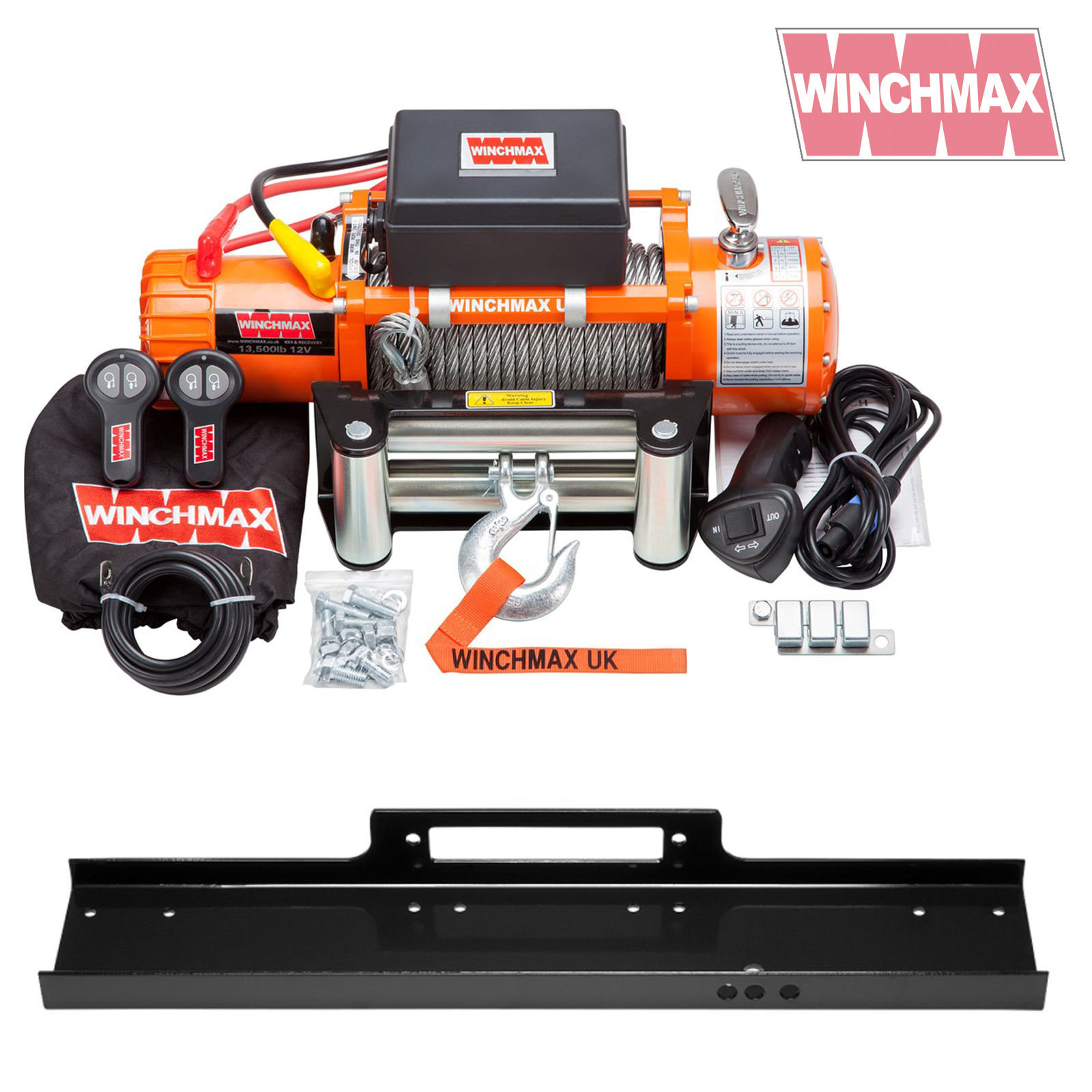 ELECTRIC WINCH 12V 4x4/RECOVERY 13500 lb WINCHMAX BRAND + MOUNTING PLATE + ISO eBay