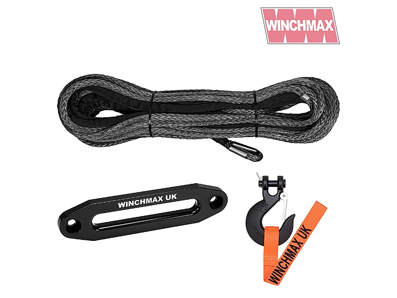 Dyneema Synthetic Winch Rope 28m X 11 5mm With Black Clevis Hook Hawse Winchmax