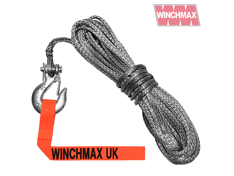 Dyneema Synthetic Winch Rope 15m x 5mm with ¼" Clevis Hook
